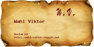 Wahl Viktor névjegykártya
